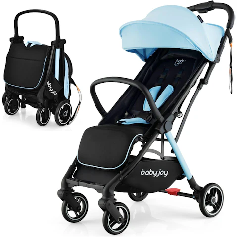 Costway Portable Stroller with Canopy and Storage Basket - Blue