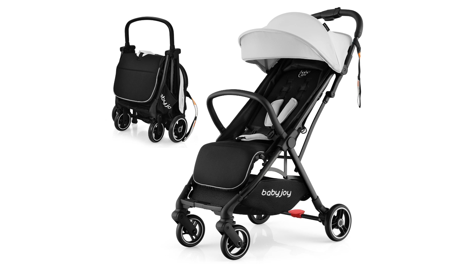 Costway Gravity Folding Design Stroller with Adjustable Canopy - Grey