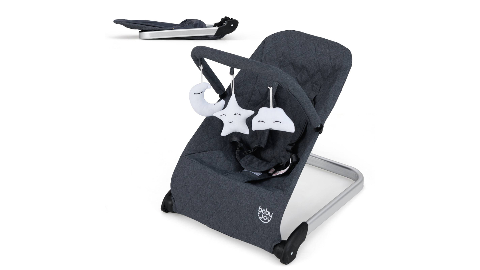 Costway Foldable Rocker Portable Bouncer Seat with 5-point Security Harness