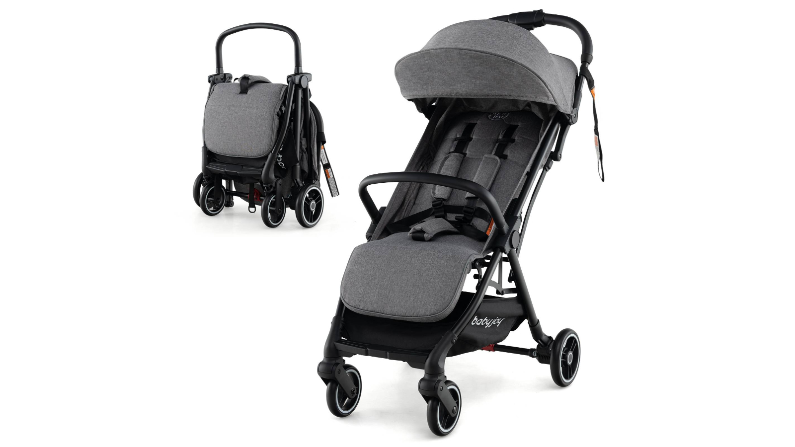 Costway Portable Self-Standing Gravity Stroller with Adjustable Canopy - Grey
