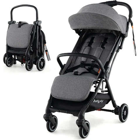 Costway Portable Self-Standing Gravity Stroller with Adjustable Canopy - Grey