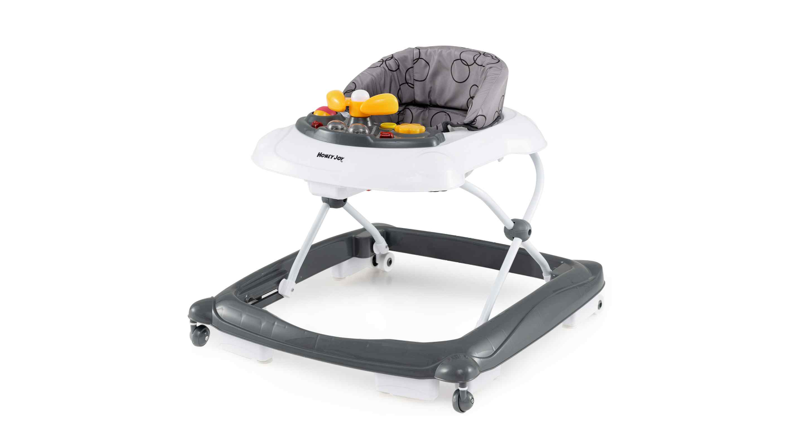 Costway Foldable Baby Walker and Ride-On Stroller with Music Tray - Grey