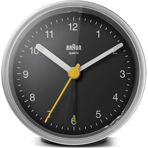 Braun Classic Analogue Alarm Clock - Silver/Black