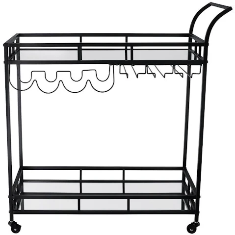 Glass Bar Drink Serving Cart - Black