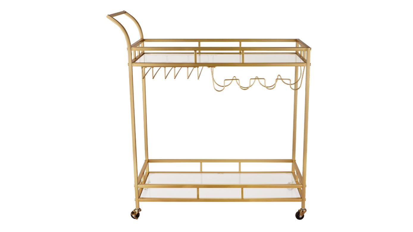 Glass Bar Drink Serving Cart - Gold