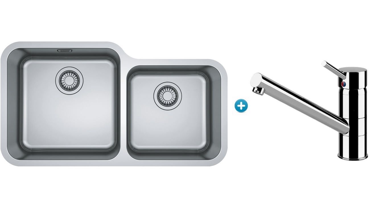 Franke Bell 1 & 1/2 Bowl Undermount Sink with Extension Drainer & Eclipse Tap