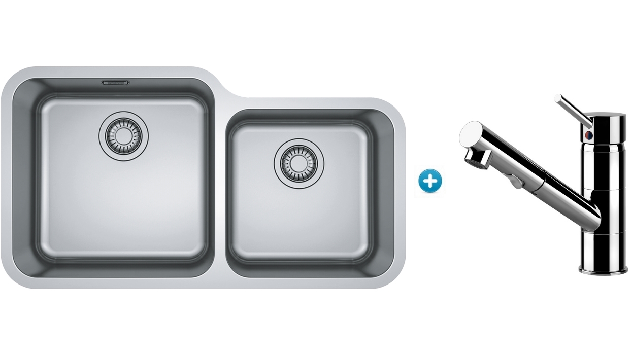 Franke Bell 1 & 1/2 Bowl Undermount Sink with Extension Drainer