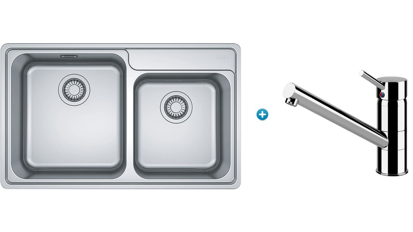 Franke Bell 1 & 1/2 Bowl Topmount Sink with Extension Drainer & Eclipse Tap