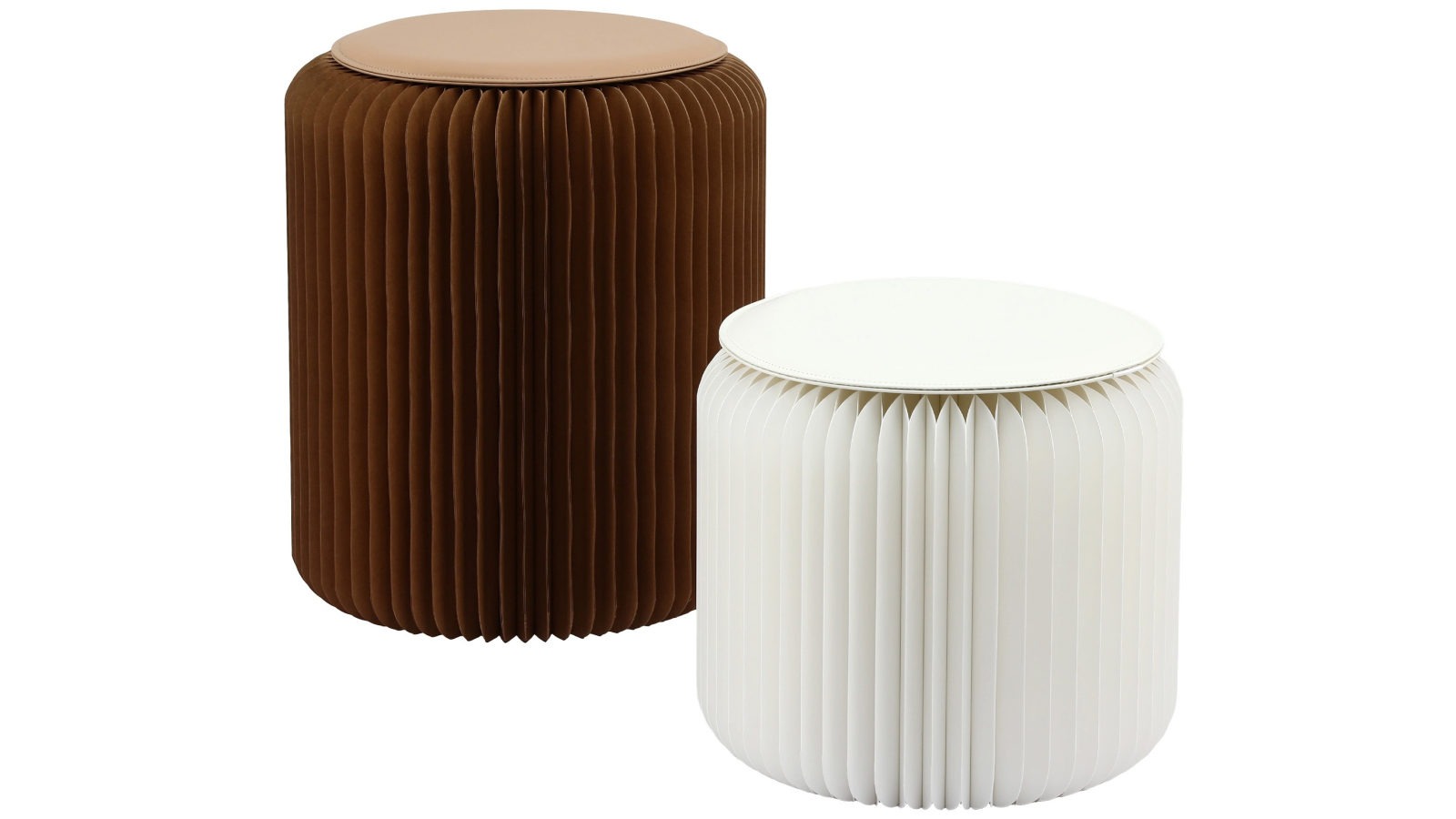Artiss Accordion Folding Paper Stool 2 Cushion Set - Natural Kraft