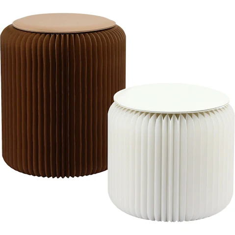 Artiss Accordion Folding Paper Stool 2 Cushion Set - Natural Kraft