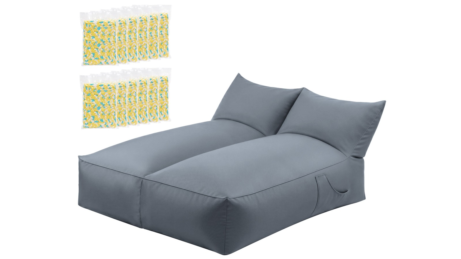 Artiss Outdoor 2-Seater Bean Bag Chair with Filler - Grey