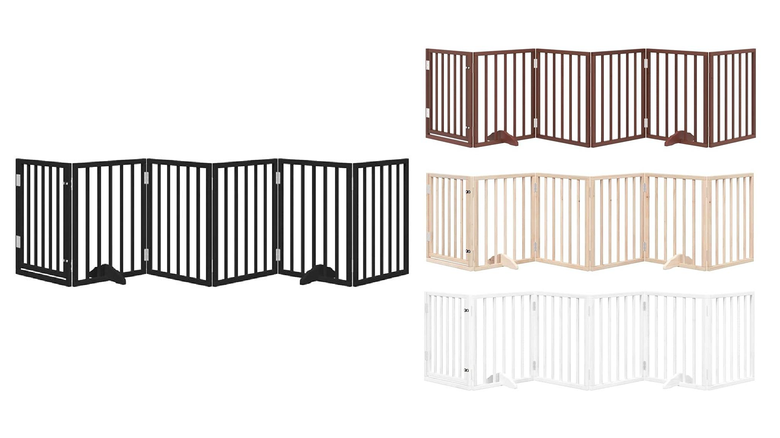 vidaXL 6-Panel Poplar Wood 300cm Dog Gate with Foldable Door