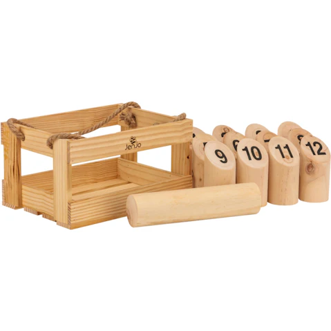 Jenjo Molkky Scatter Smite and Scattles Wood Throwing Game