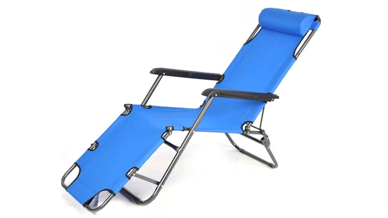 Bargene Reclining Beach Chair with Padded Head Rest - Blue
