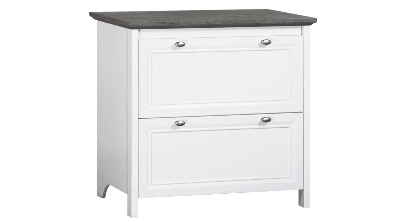 Maestro Furniture Beanca 2-Drawer Storage Lateral Filling Cabinet - Grey Oak/White