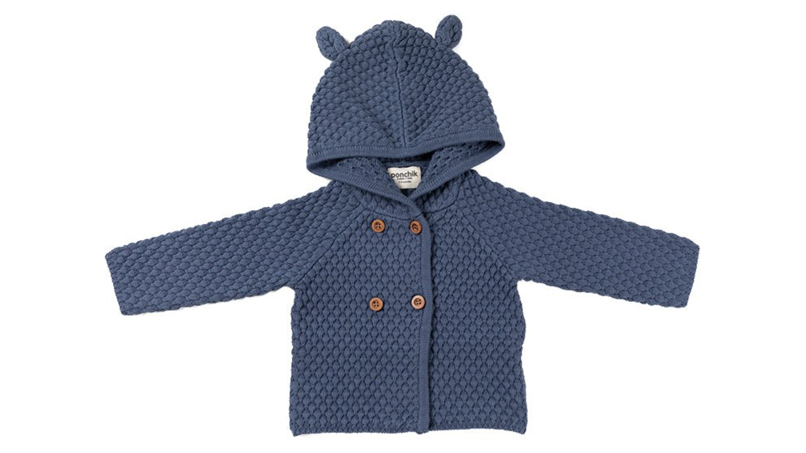 Ponchik Slate Bear Hood Knit Cardigan