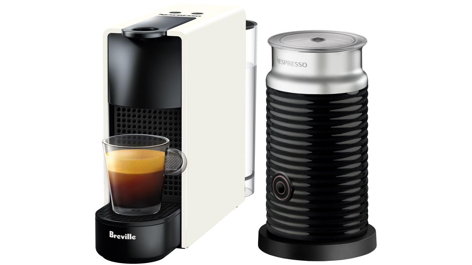 Nespresso Essenza Mini Coffee Machine with Milk Frother by Breville - Pure White