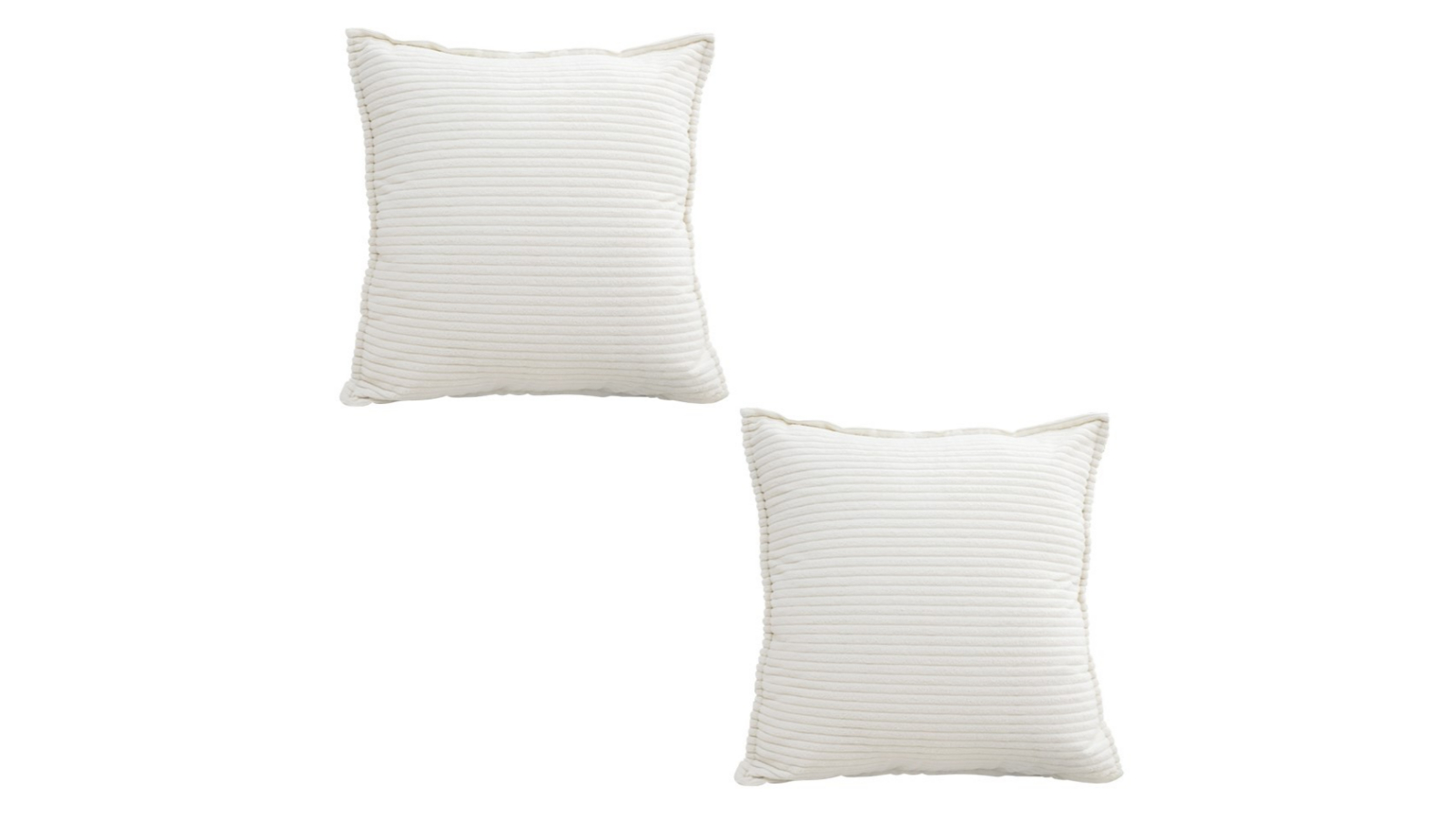 Soga 2 Piece 50cm Beige Warm Wabi-sabi Striped Corduroy Square Throw Pillow Cushion