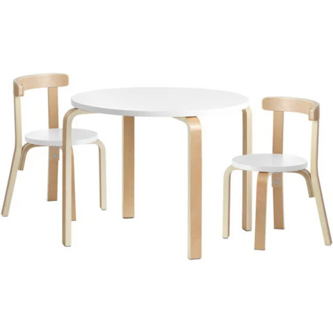 Keezi 3 Pieces Set Kids Table and Chairs - White