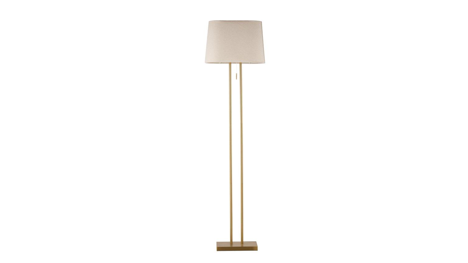 Luminea Berville Stylish Metal Base Fabric Shade Standing Floor Lamp - Ivory/Brass