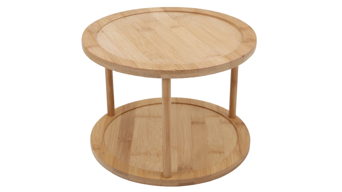 Living Today Bamboo 2-Tier 360 Degree Rotating Lazy Susan Turntable for Cabinet