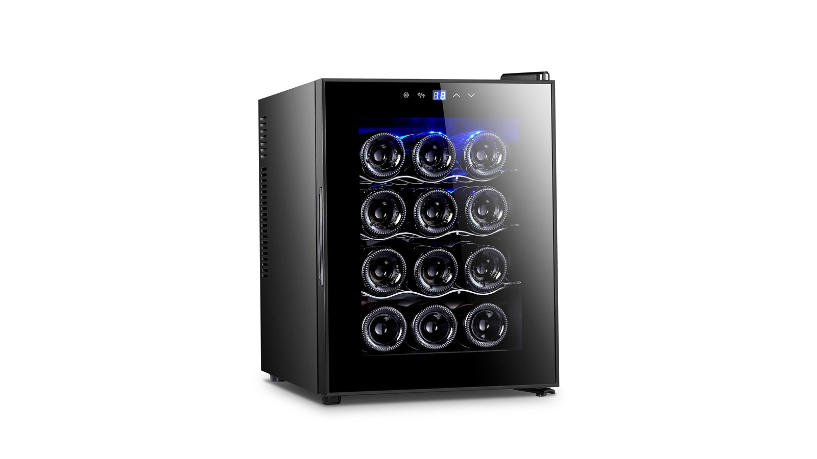 Lenoxx 12-Bottle 65W Thermoelectric Cooler Wine Fridge with Touch Control and LED Light