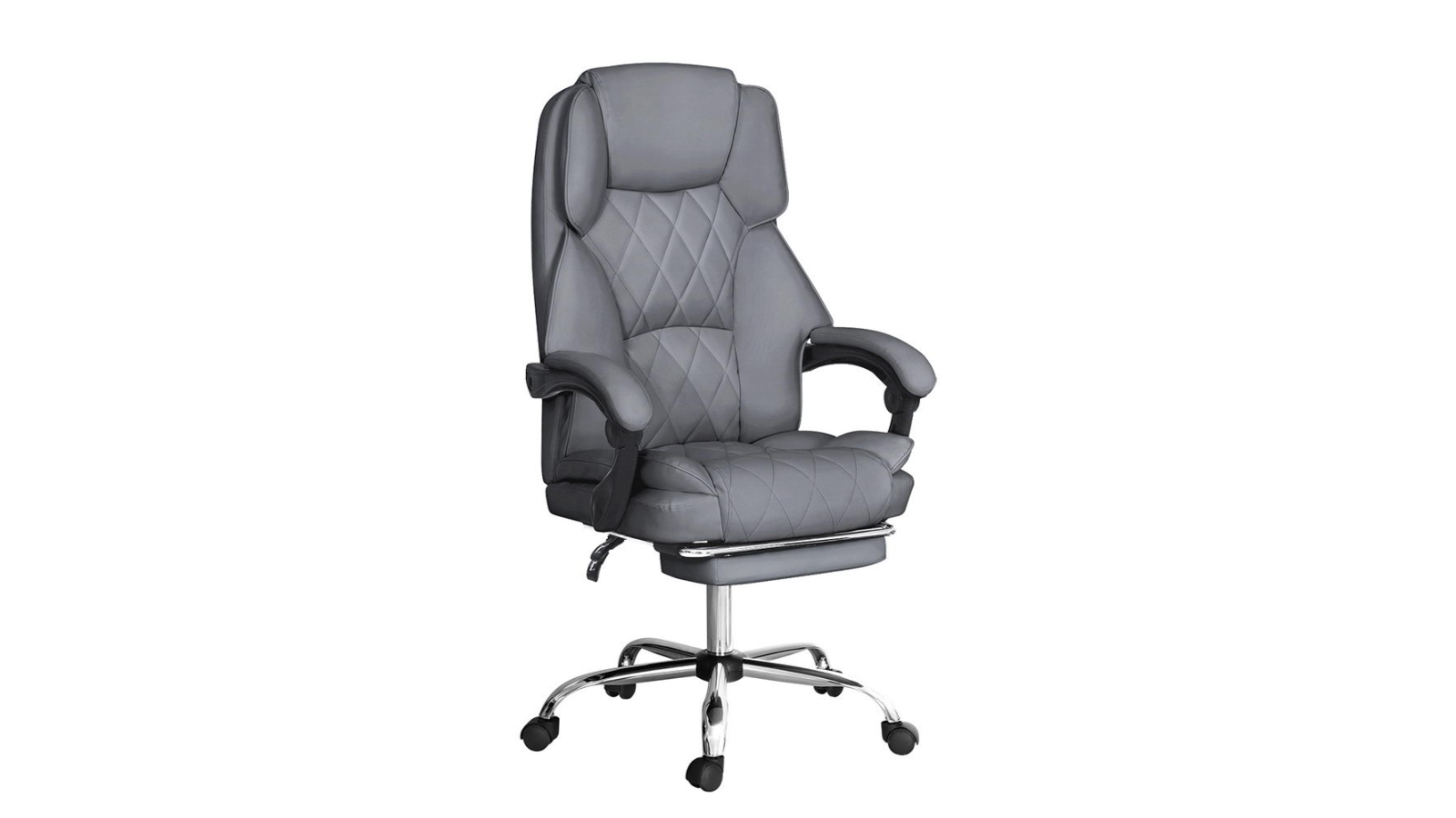 Artiss Leather Executive Footrest Office Chair Grey Harvey Norman