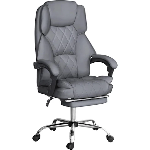 Artiss PU Leather Ergonomic Executive Gaming Office Chair with Footrest - Grey