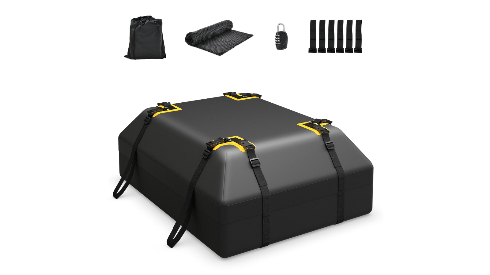 Costway 425L Car Roof Bag Waterproof Rooftop Cargo Carrier with Non-slip Mat Storage Bag Coded Lock