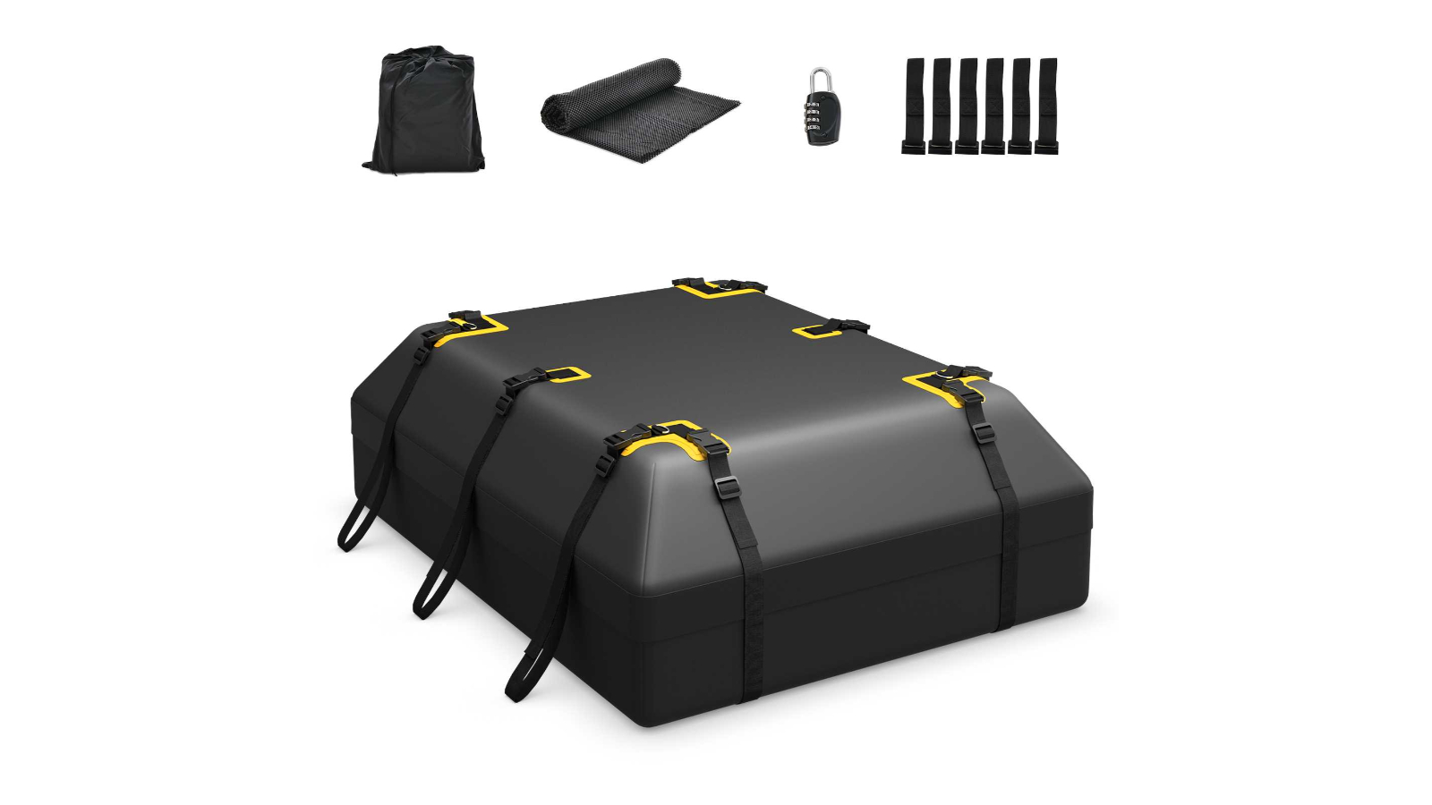 Costway 595L Car Roof Bag Waterproof Rooftop Cargo Carrier with Non-slip Mat Storage Bag Coded Lock