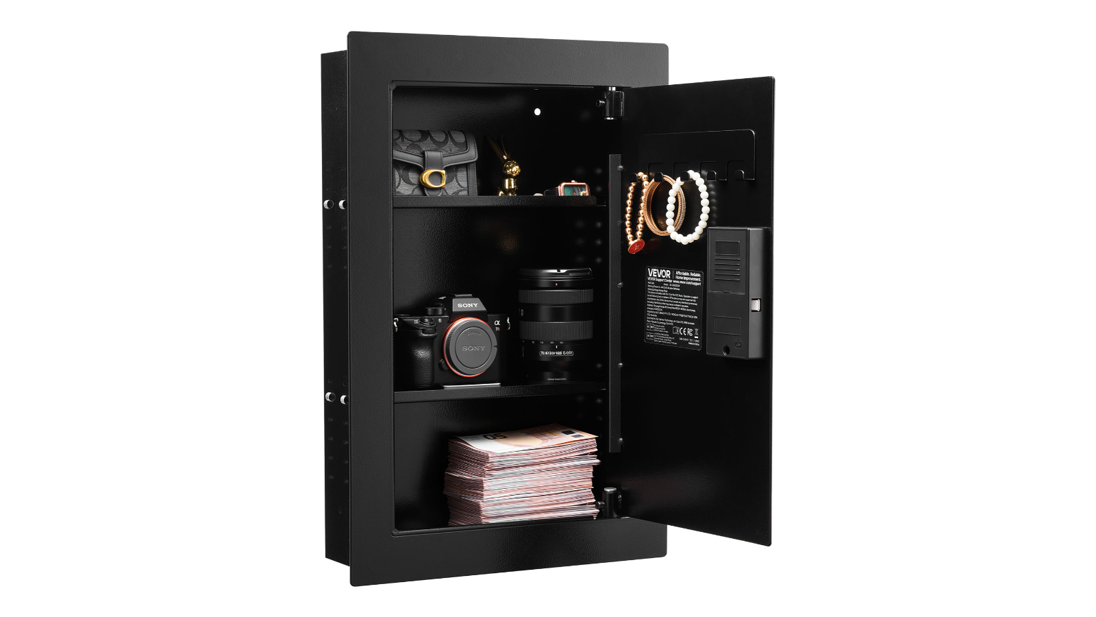 Vevor Wall Safe with Fingerprint Password Key and Turning Knob