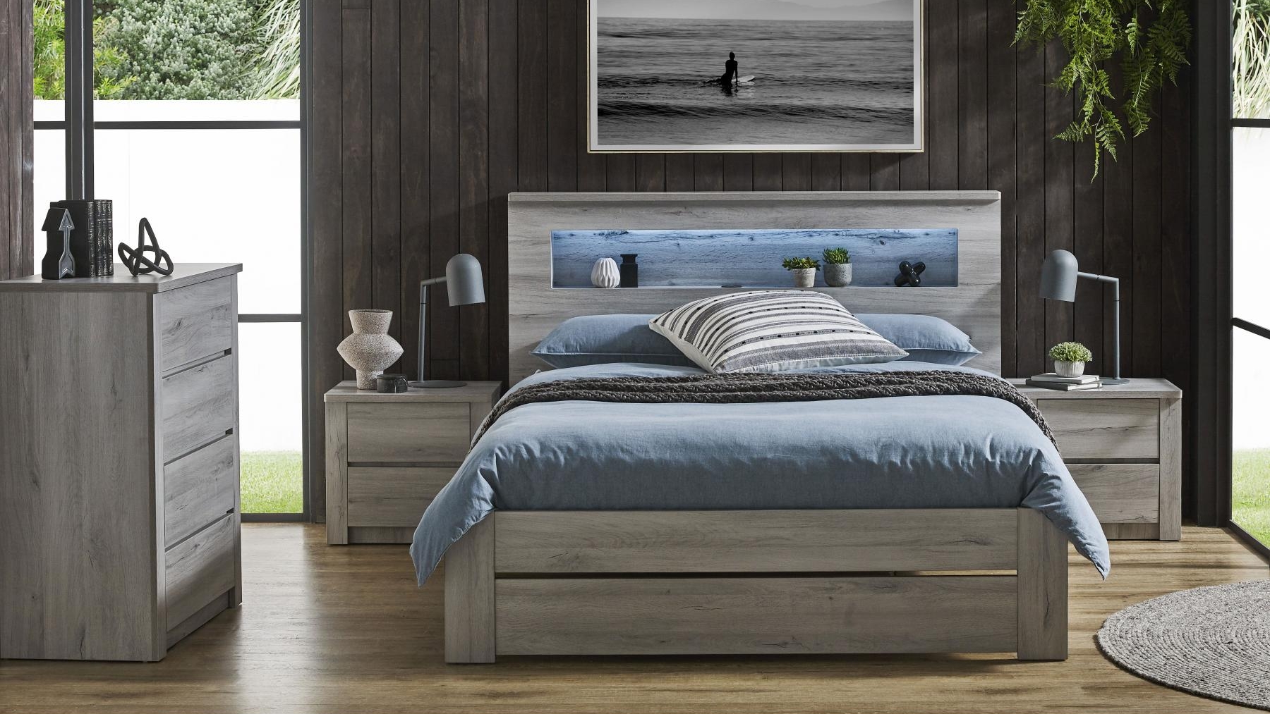 Venus Washed Grey Gaslift Bed - King
