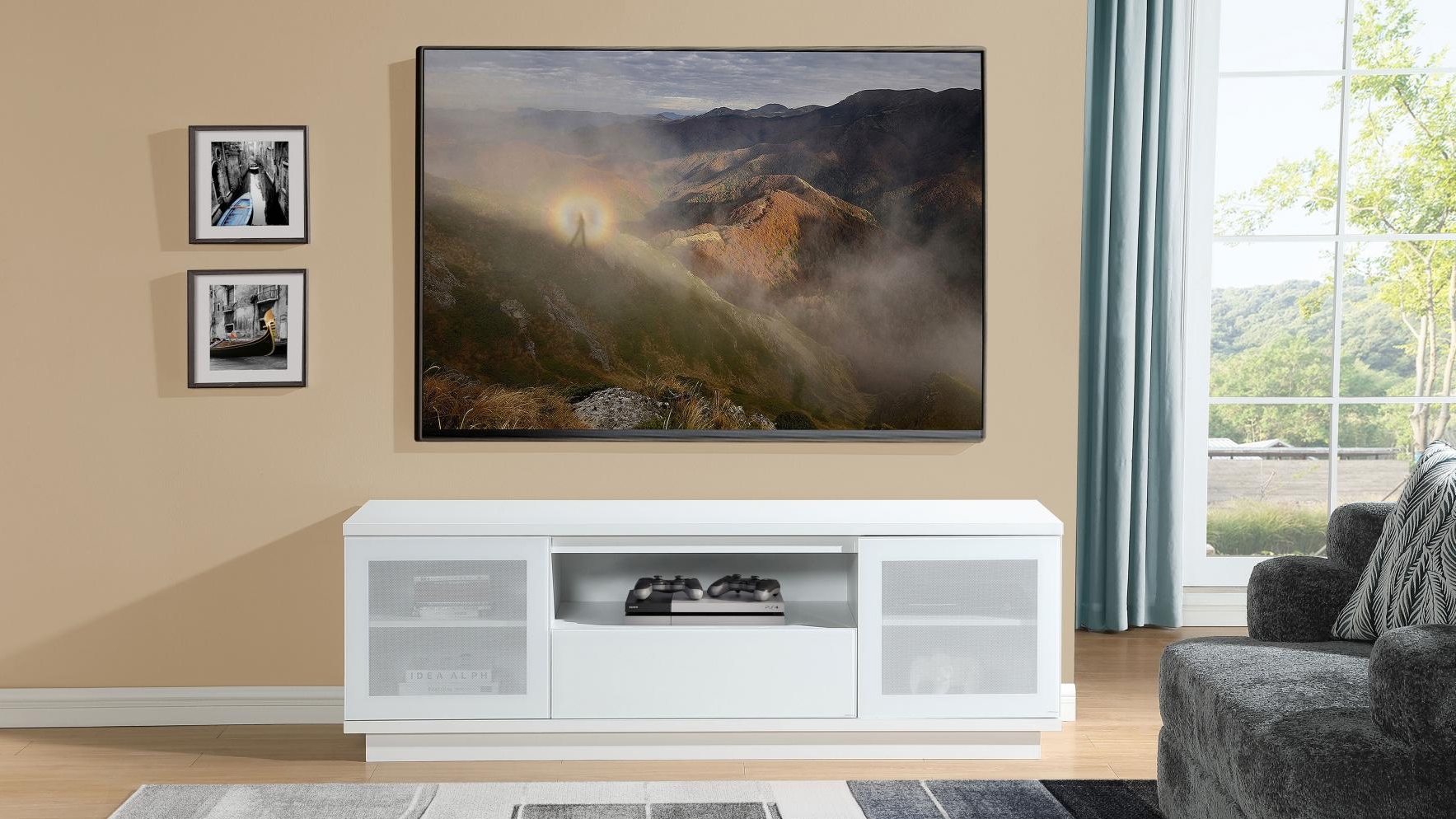 Zaire White TV Unit - 180cm