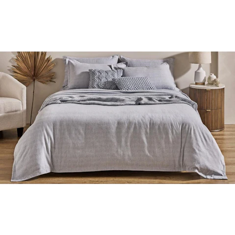 L'Avenue Heather Flannelette Grey Quilt Cover Set