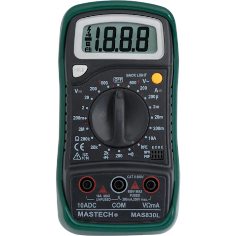 TODO Cat Ii Handheld Digital Multimeter and Test Probes Large Backlit LCD