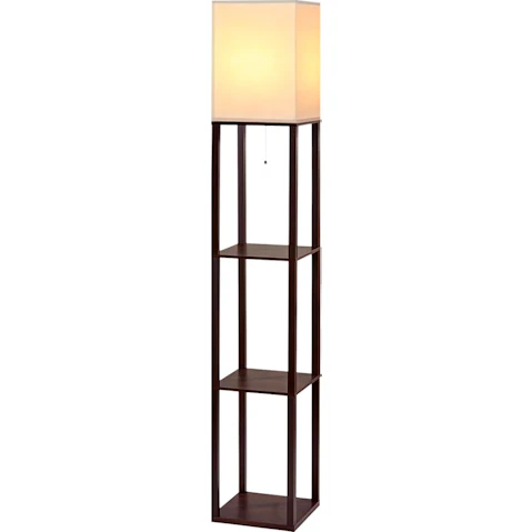 Artiss Shelf Floor Lamp with Shelving - Walnut