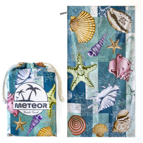 Meteor For The Winners X-Large Sand-Free Beach Towel with Carry Bag - Seashell Shore