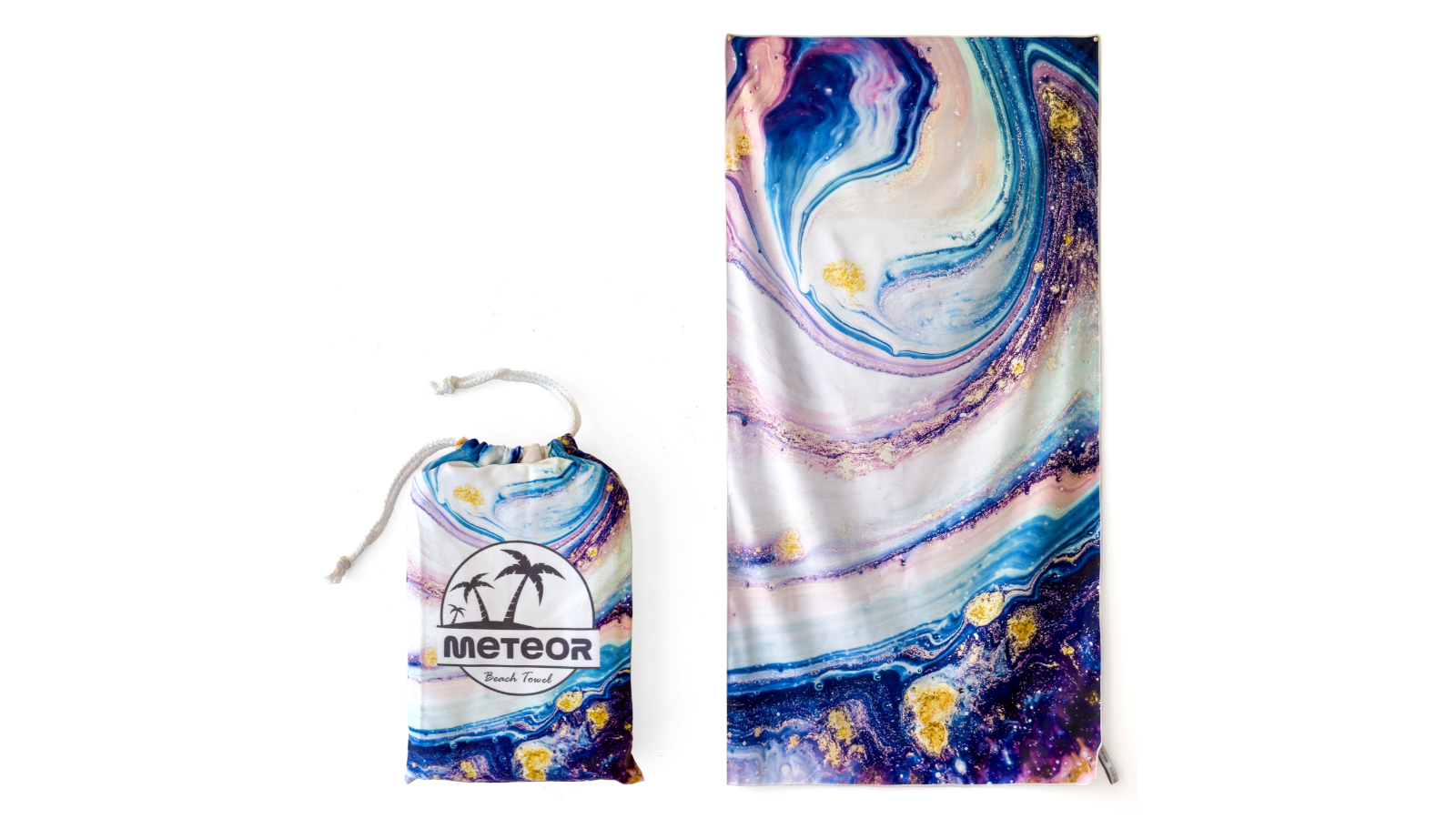 Meteor For The Winners X-Large Sand-Free Beach Towel with Carry Bag - Starry Galaxy