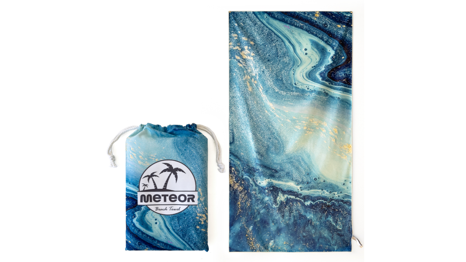 Meteor For The Winners X-Large Sand-Free Beach Towel with Carry Bag - Infinite Ocean