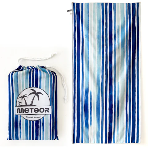 Meteor For The Winners X-Large Sand-Free Beach Towel with Carry Bag - Marina Stripes
