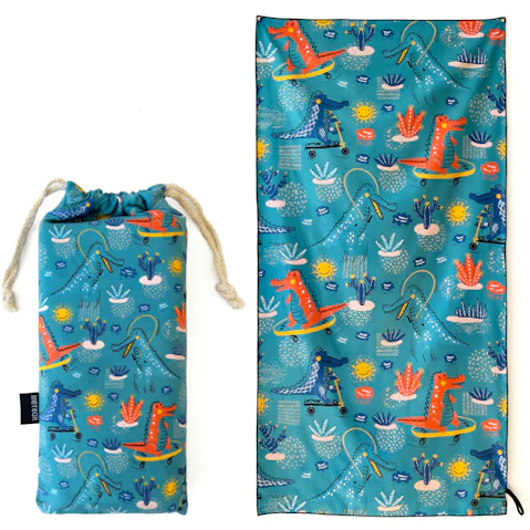 Meteor For The Winners X-Large Sand-Free Beach Towel with Carry Bag - Croc Lagoon