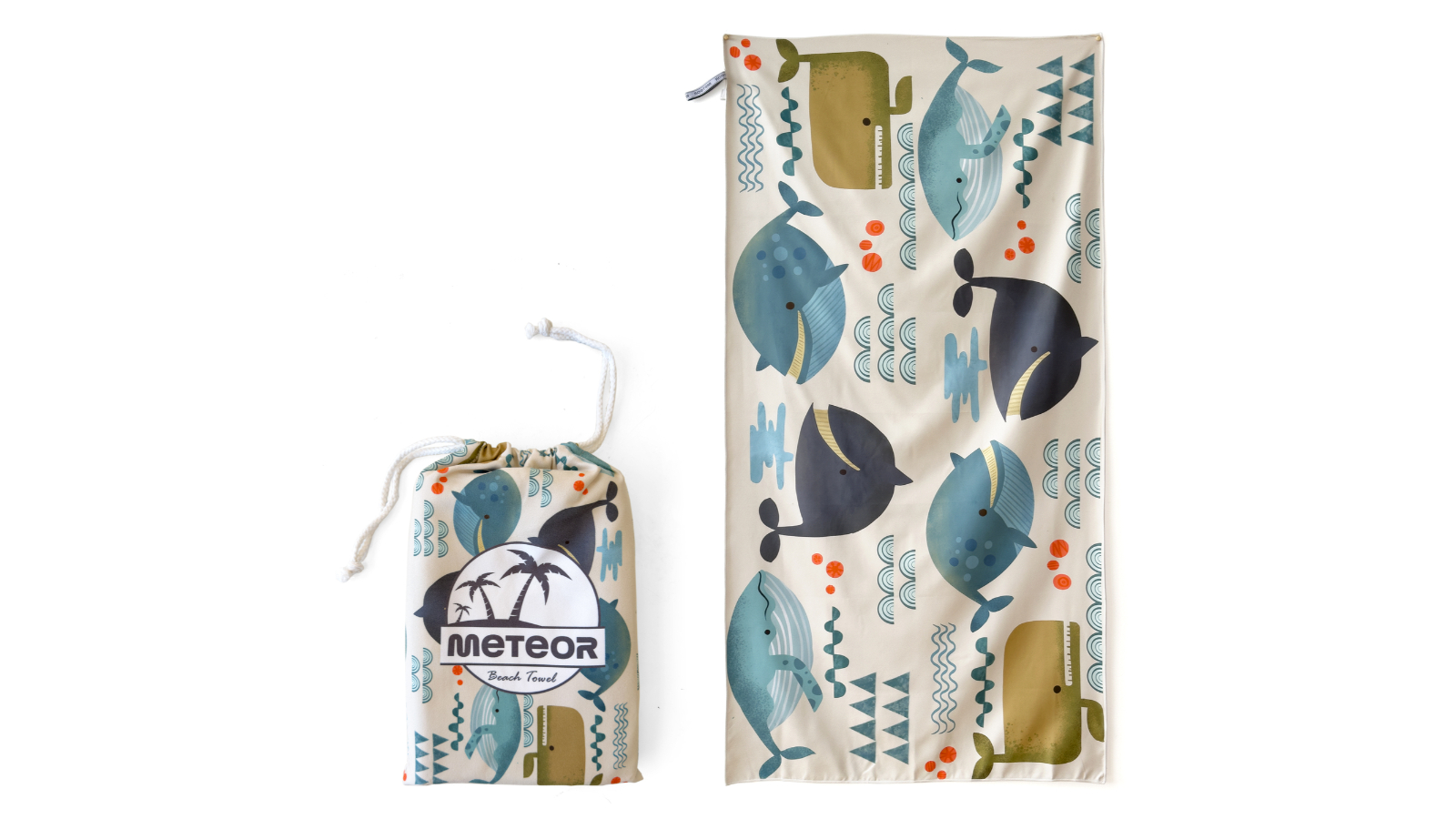 Meteor For The Winners X-Large Sand-Free Beach Towel with Carry Bag - Whale Song
