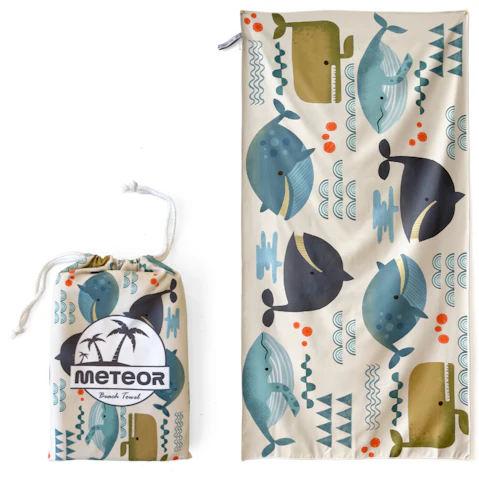 Meteor For The Winners X-Large Sand-Free Beach Towel with Carry Bag - Whale Song