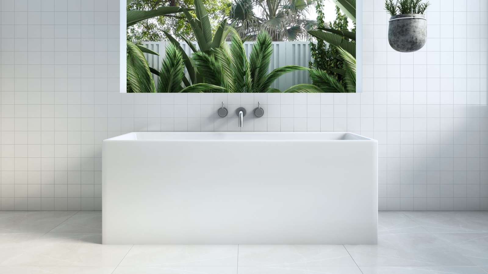 Decina Bianco 1600mm BacktoWall Freestanding Bath Harvey Norman