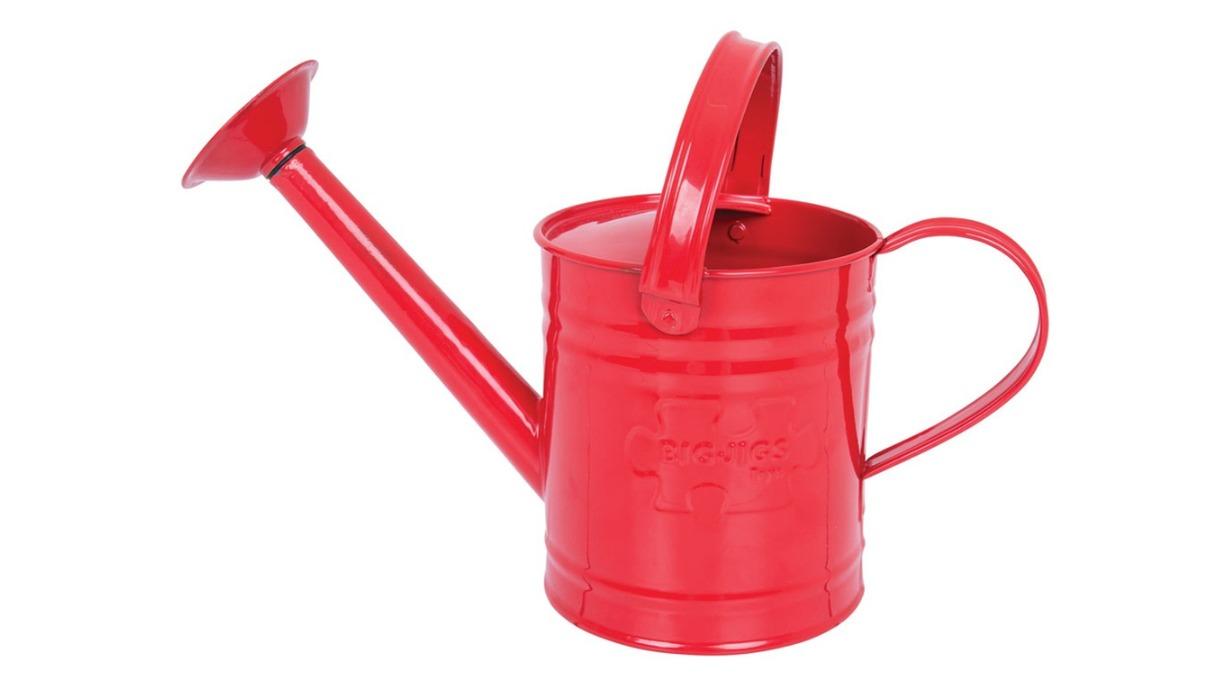 Bigjigs Toys 20cm Red Metal Watering Can Outdoor Play Toy - 3 year+