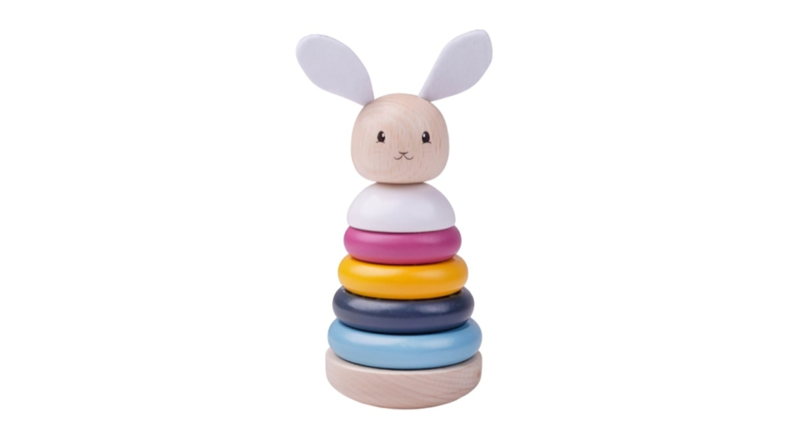 Bigjigs Toys 6 Piece 19cm Wooden Baby FSC Rabbit Stacking Rings Toy - 12 month+