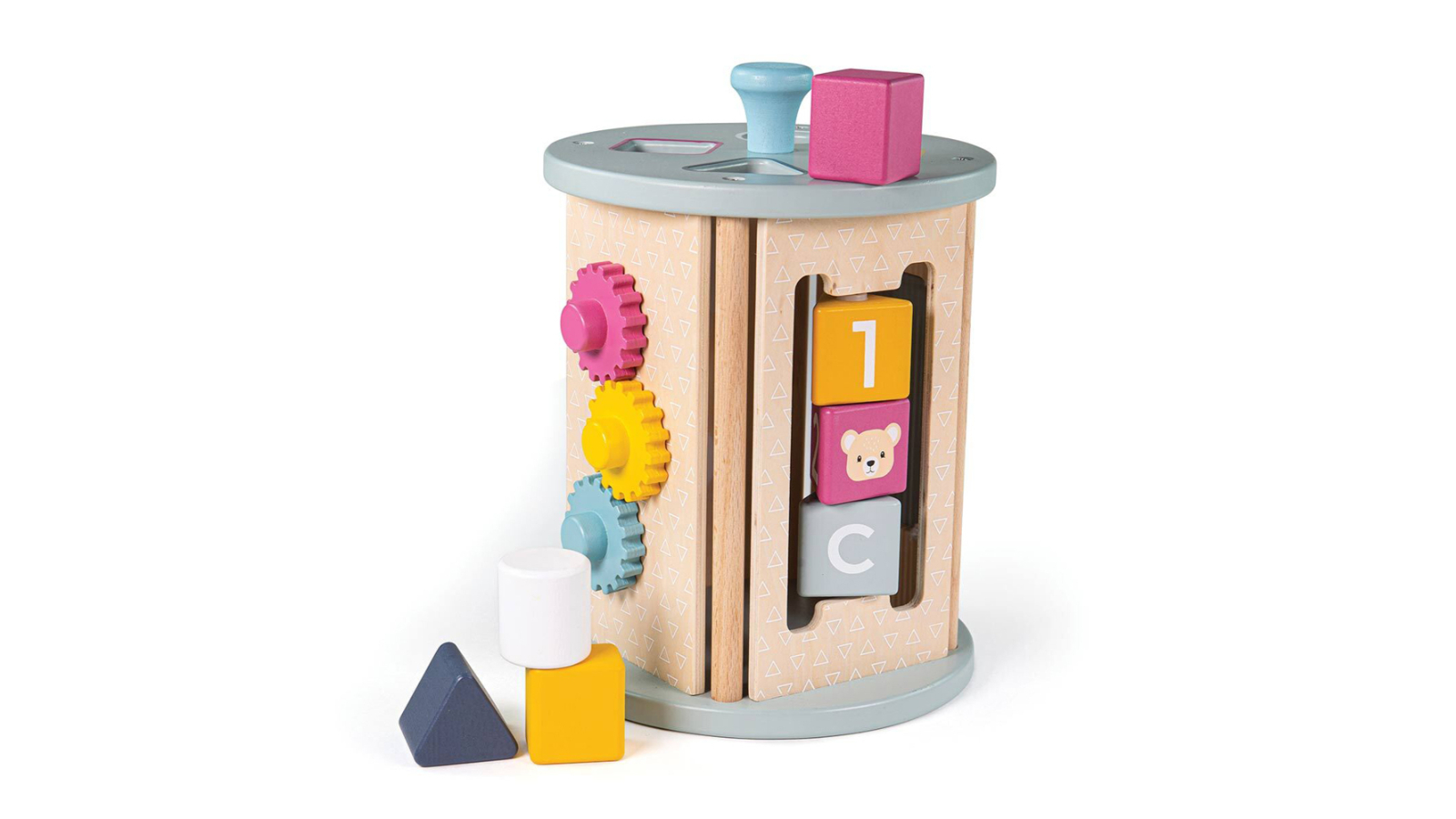 Bigjigs Toys 22cm FSC Rolling Activity Sorter Kids Fun Wooden Sensory Toy - 18 month+