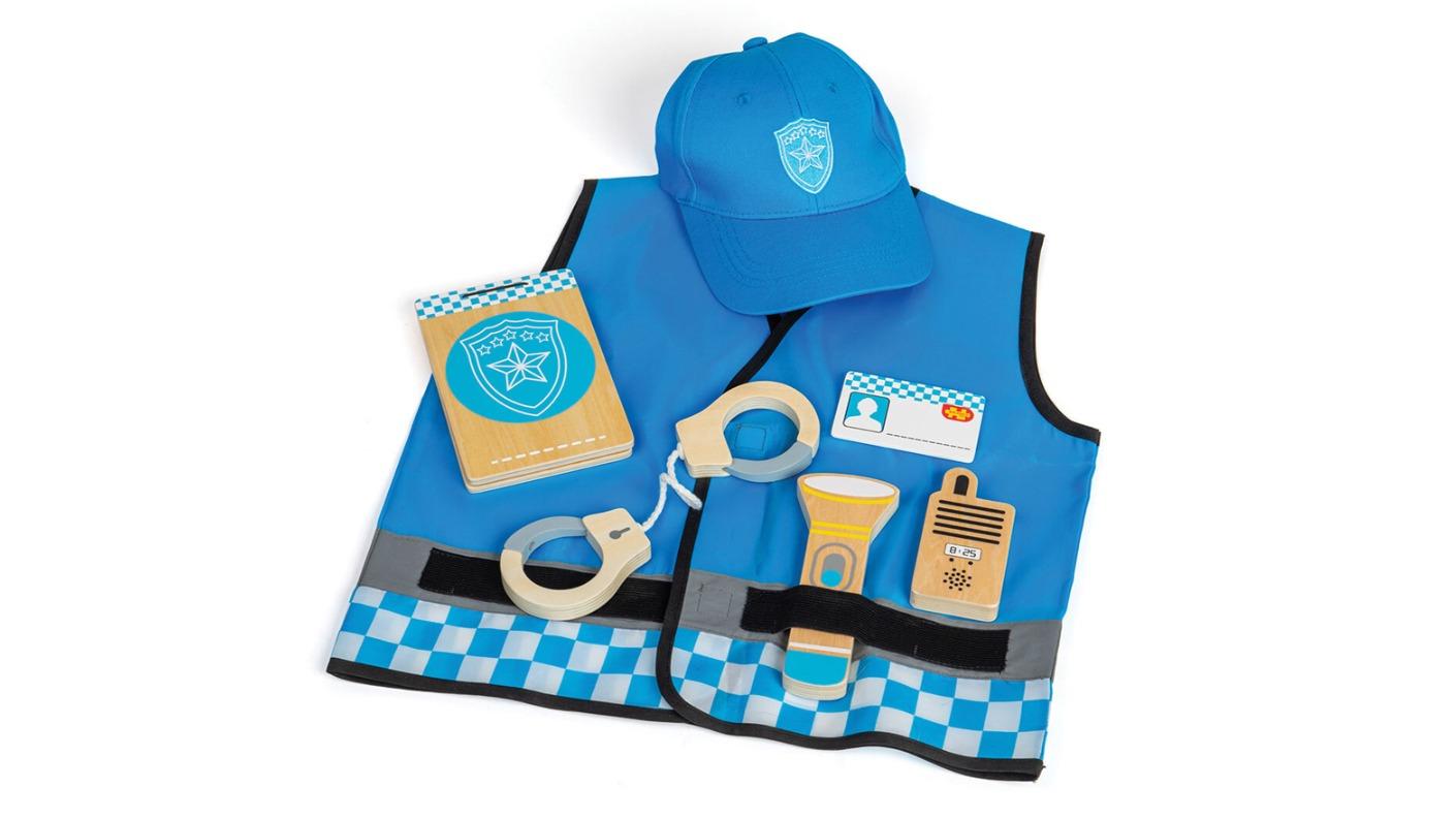 Bigjigs Toys Police Officer Vest and Cap Dress Up Pretend Play - 3-5 year