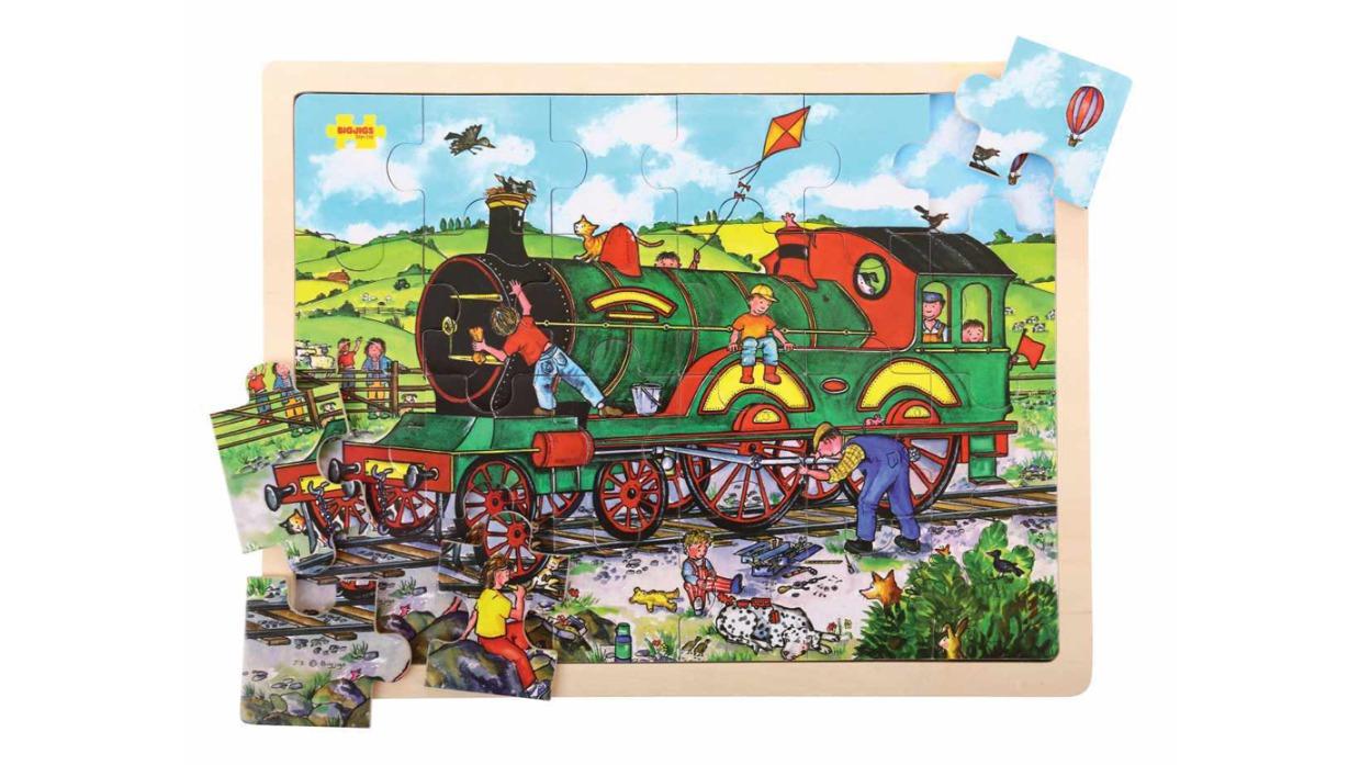 Bigjigs Toys 24 Piece Large Tray Puzzle Train Wooden Toy - 3 year+