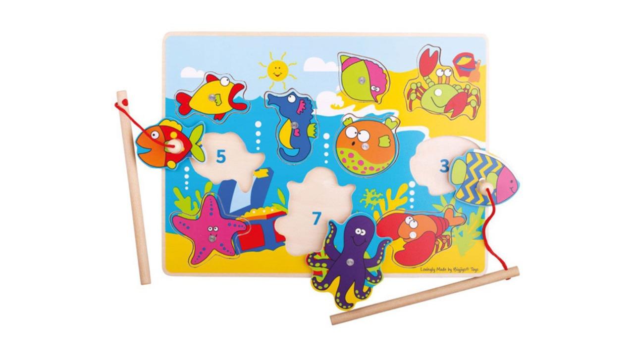 Bigjigs Toys 30cm Magnetic Fishing Fun Kids Wooden Educational Toy - 18 month+